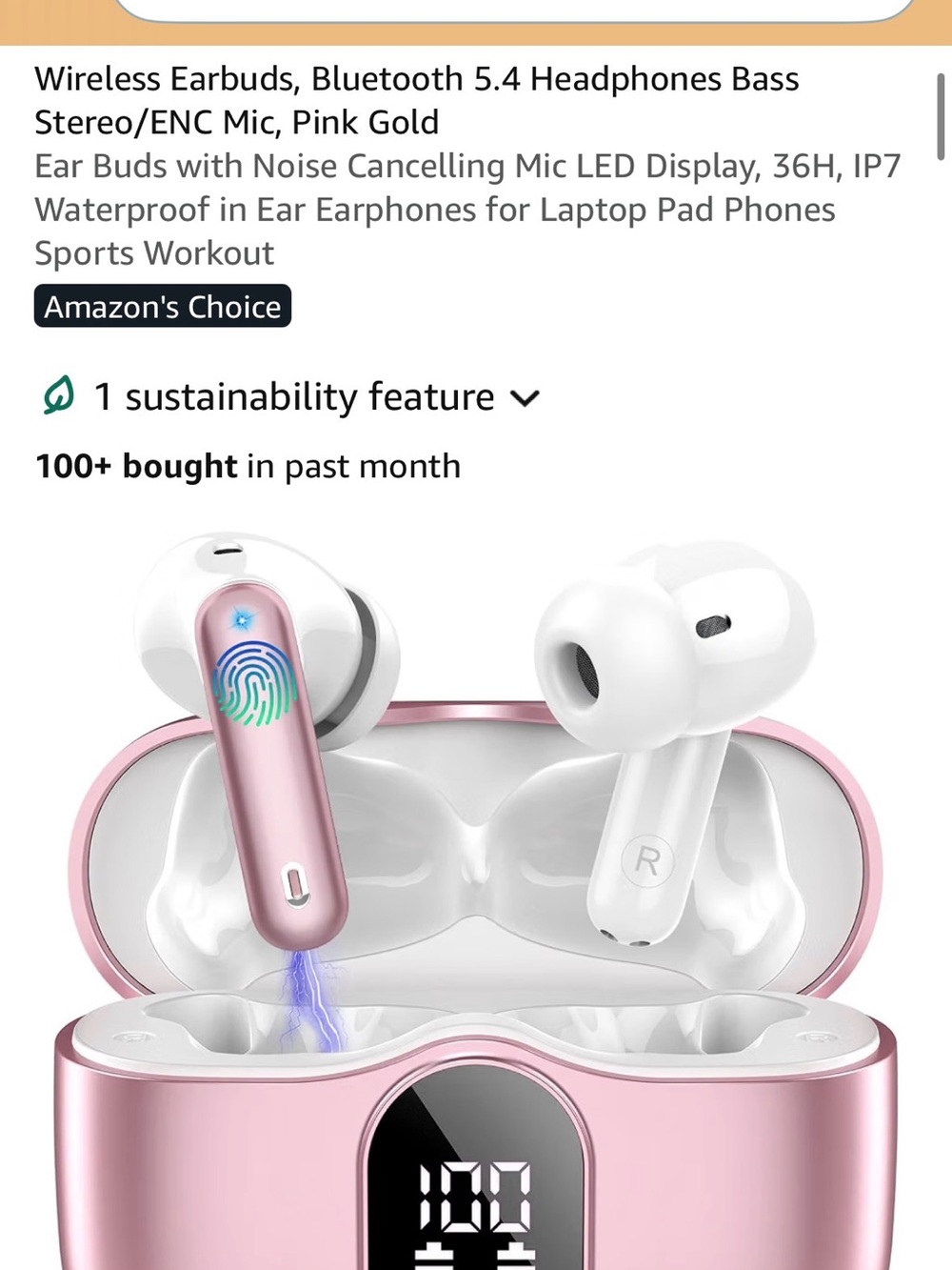 New in Box! Pink Gold Wireless Bluetooth Earbuds with Charging Case